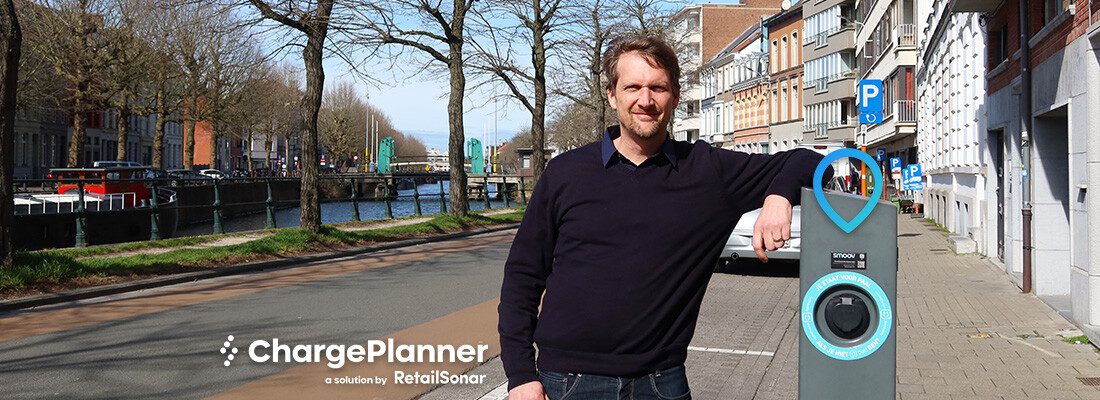 an image of CEO Dieter Debels in Ghent at EV charging station - chargeplanner